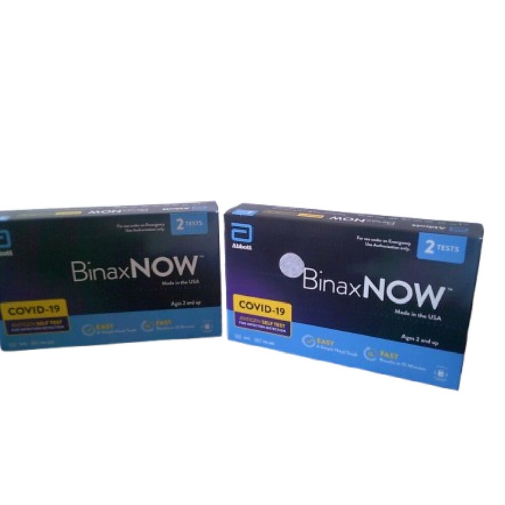 BinaxNOW 2 Tests in Pkg Abbott Lab Covid-19 Antigen Self-test Lot of 2